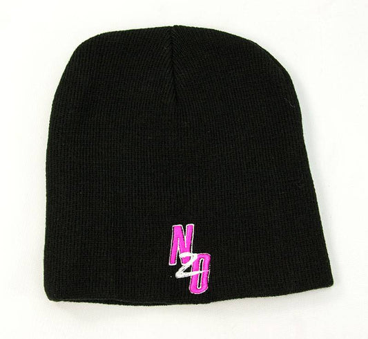 Black Beanie with Pink Nitrous Outlet logo.(Non fold up style)