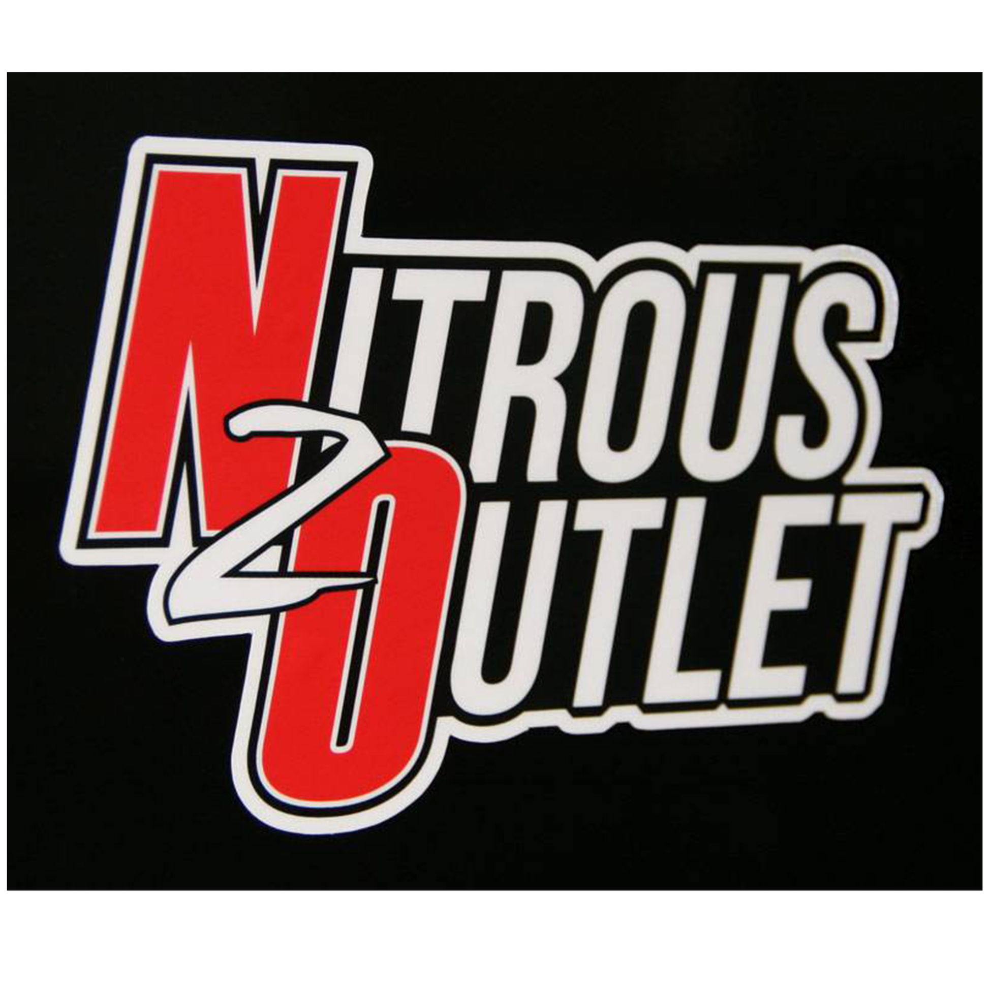 Nitrous Outlet Promotional Sticker Die CutRed/White, Black Outline - 6''X 4''