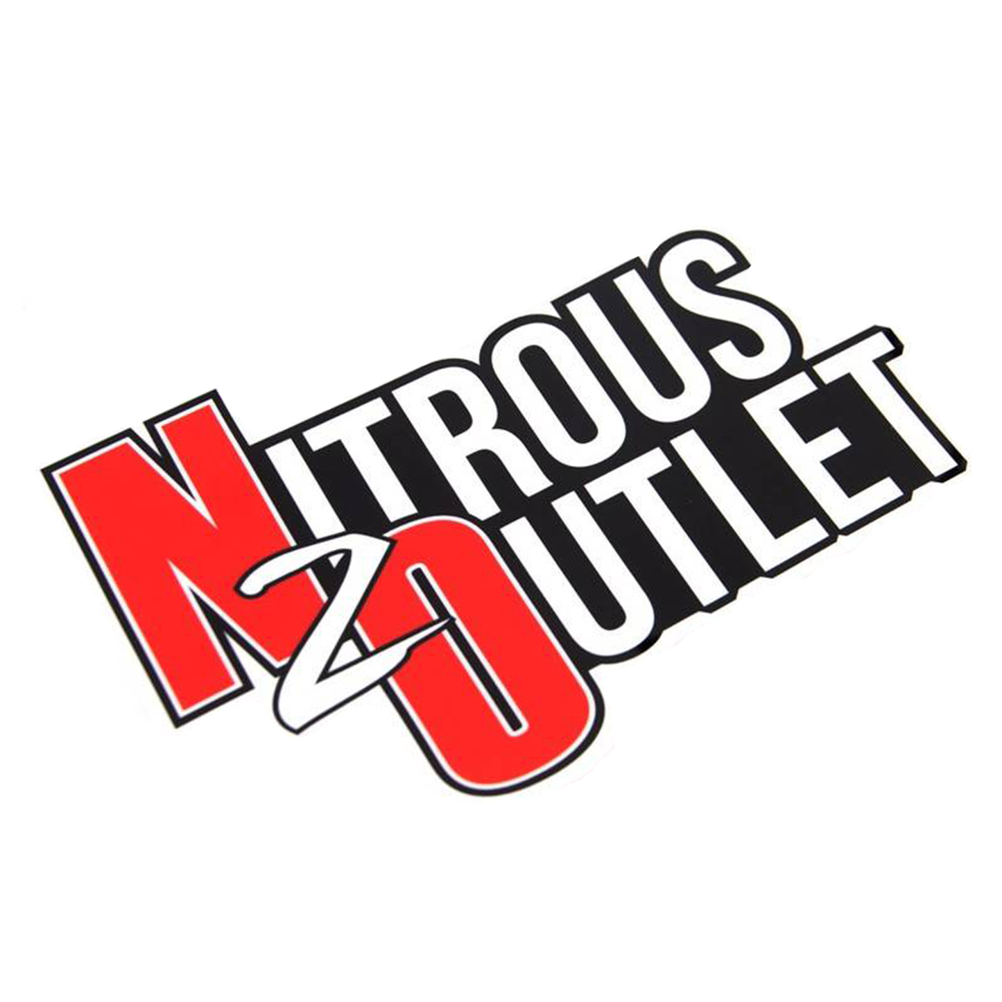 Nitrous Outlet Contour Cut Decal Window Sticker - 8.5" X 5.68" (Red N&O, White letters, Black Back Ground)