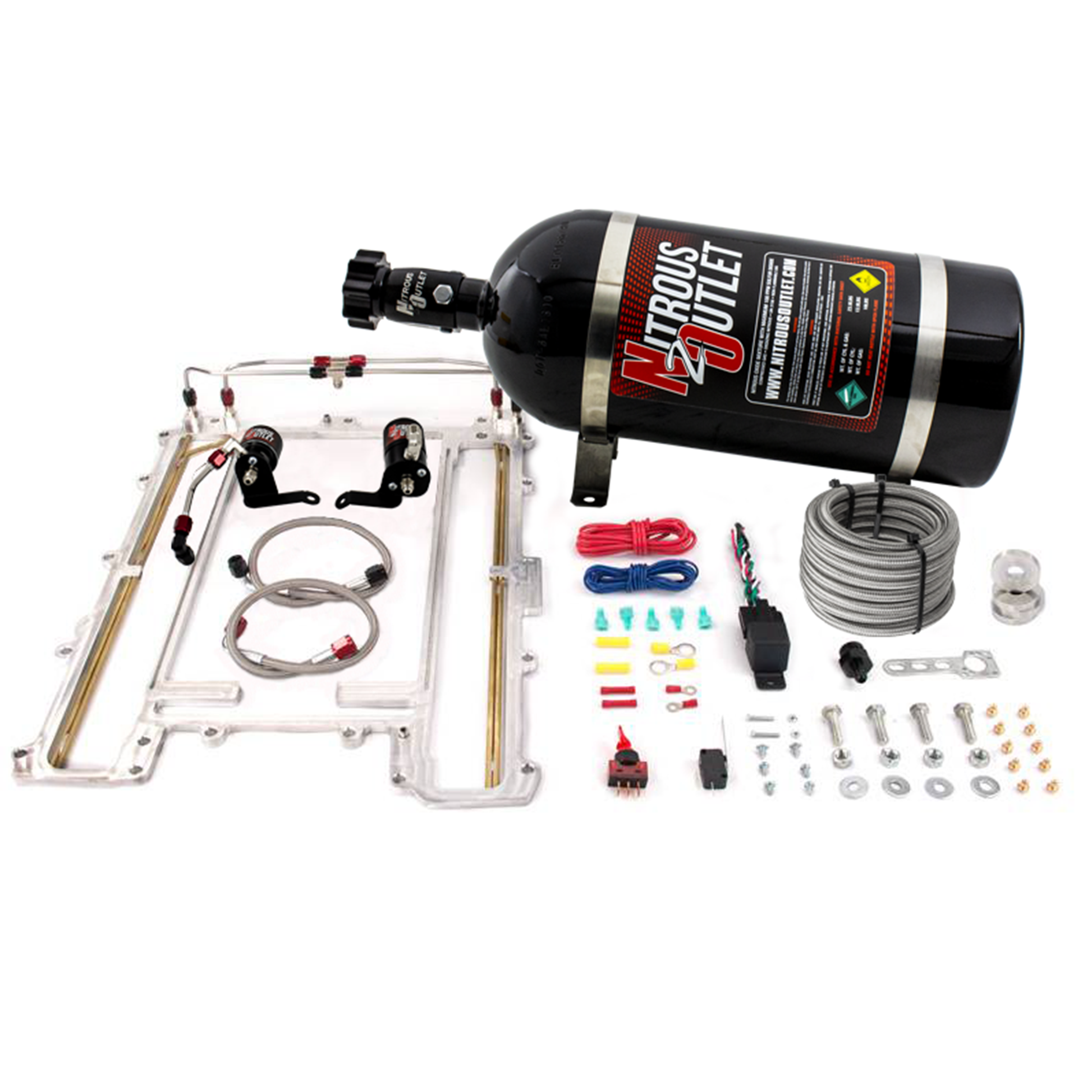 Nitrous Outlet GM 2009-2013 Corvette ZR1 LS9 Blower Plate system - Gas/E85 (45-55psi)(100-300HP)(10lb Bottle)