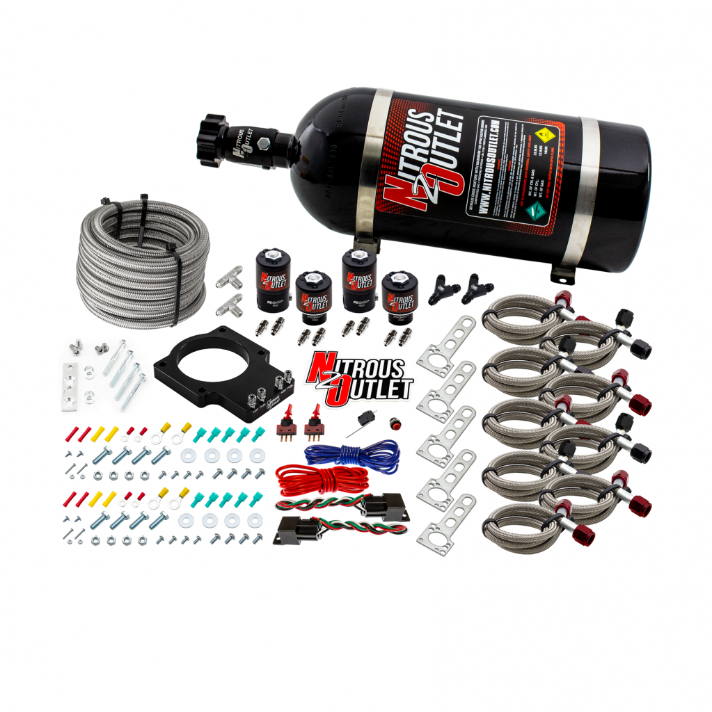 Nitrous Outlet GM 90mm LSX Dual Stage Plate System - Gas/E85 (5-55psi)(50-200HP)(10lb Bottle)(1997-2004 Corvette Requires Part # 00-42000)
