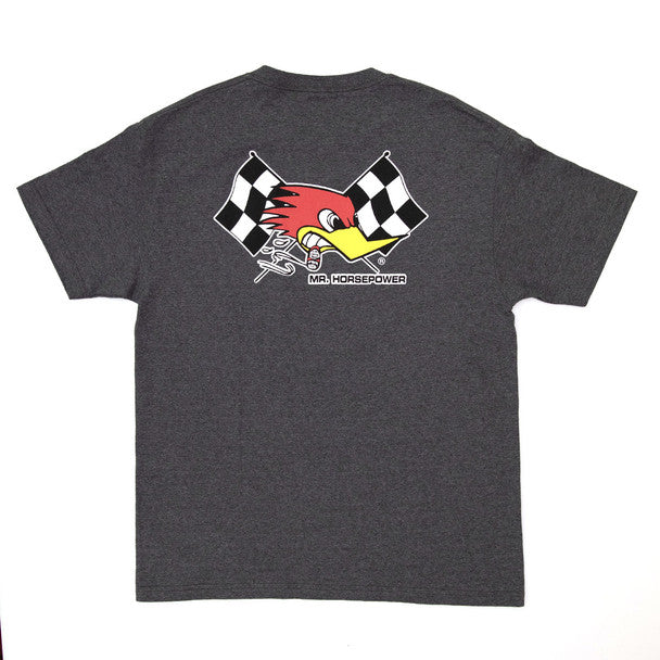 Mr. Horsepower Checkered Flag Heather Gray T-Shirt