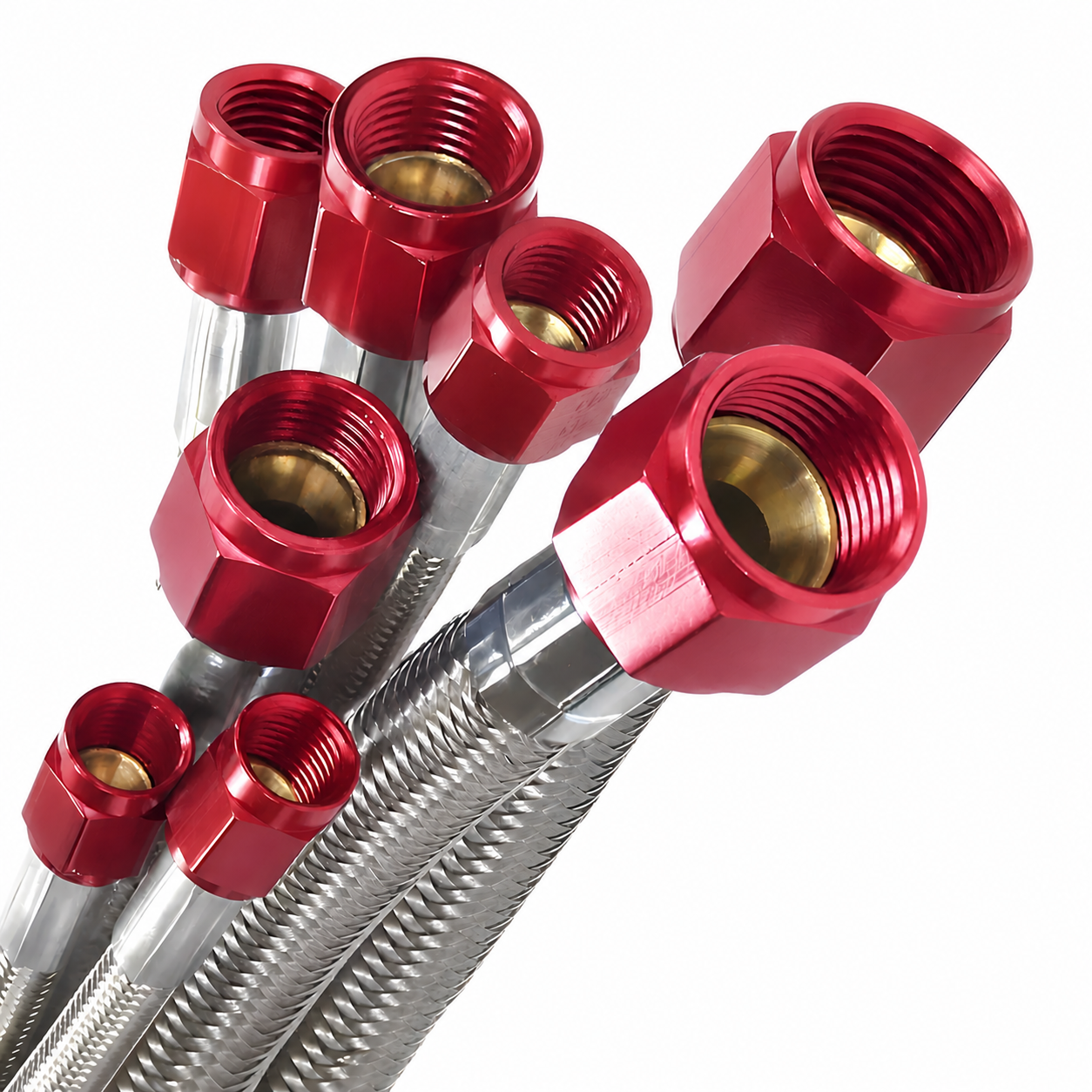 Nitrous Outlet 29" 4AN Stainless Braided Hose (Red B-Nuts)