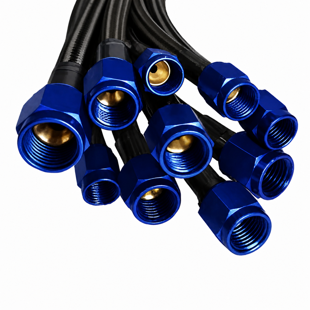 Nitrous Outlet 12" 4AN-3AN Race Stainless Braided Hose (Blue B-Nuts)